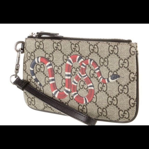 GUCCI SUPREME SIGNATURE GG KING SNAKE BROWN WRISTLET CLUTCH EUC - Picture 4 of 14